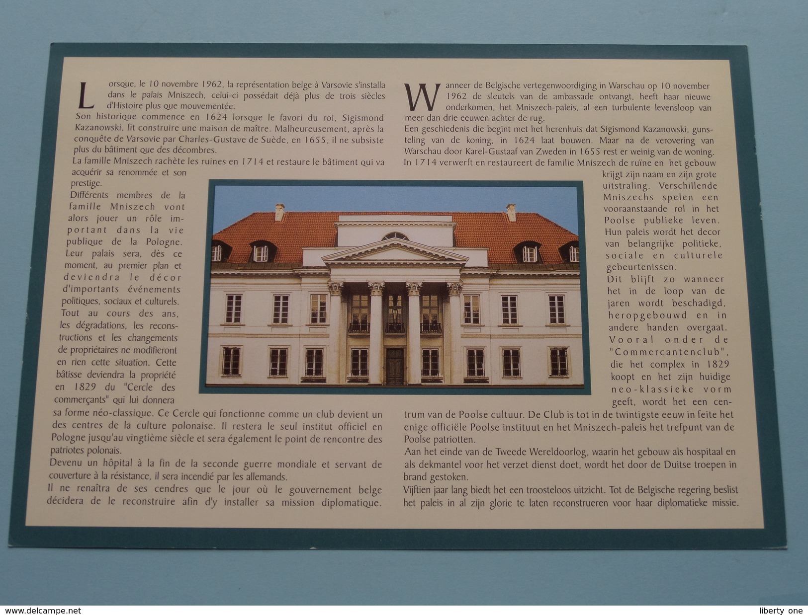 PALAC MNISZCHOW Ambasada Belgii W Polsce - 1998 ( Zie Foto's ) Brussel / Warszawa ! - 1991-2000
