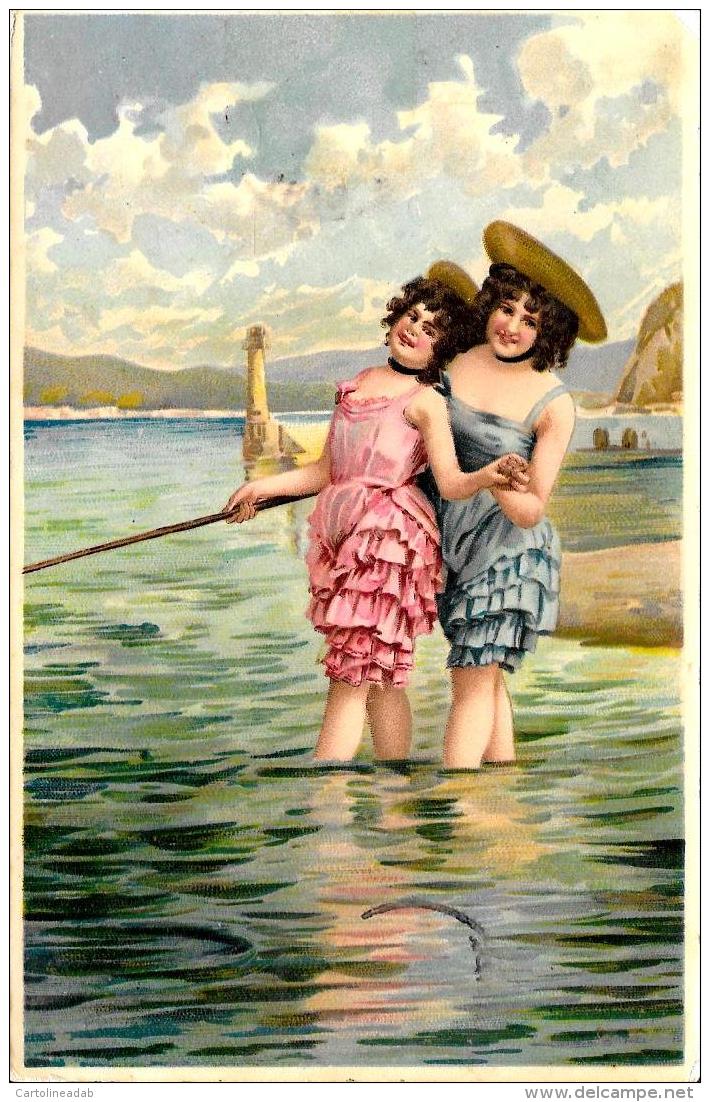 [DC11111] CPA - DONNE CHE PESCANO AL MARE - Viaggiata - Old Postcard - Altri & Non Classificati