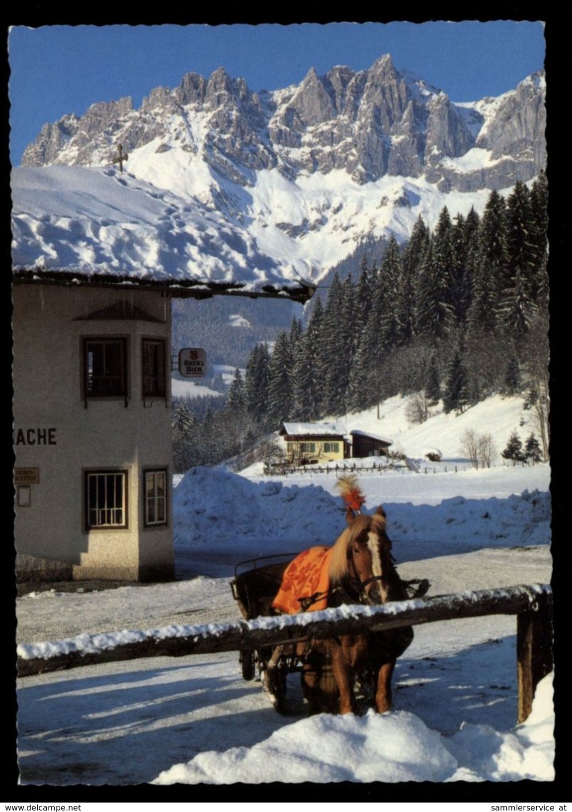 [015] Pferde-Karte 157, Pferdeschlitten, Tirol, Gel. 1985 - Pferde