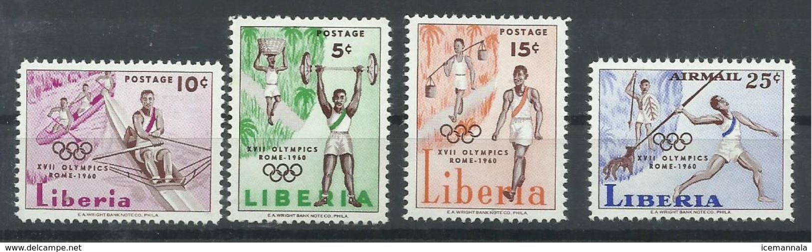 LIBERIA YVERT 368/70   , AEREO 122   MNH  ** - Verano 1960: Roma