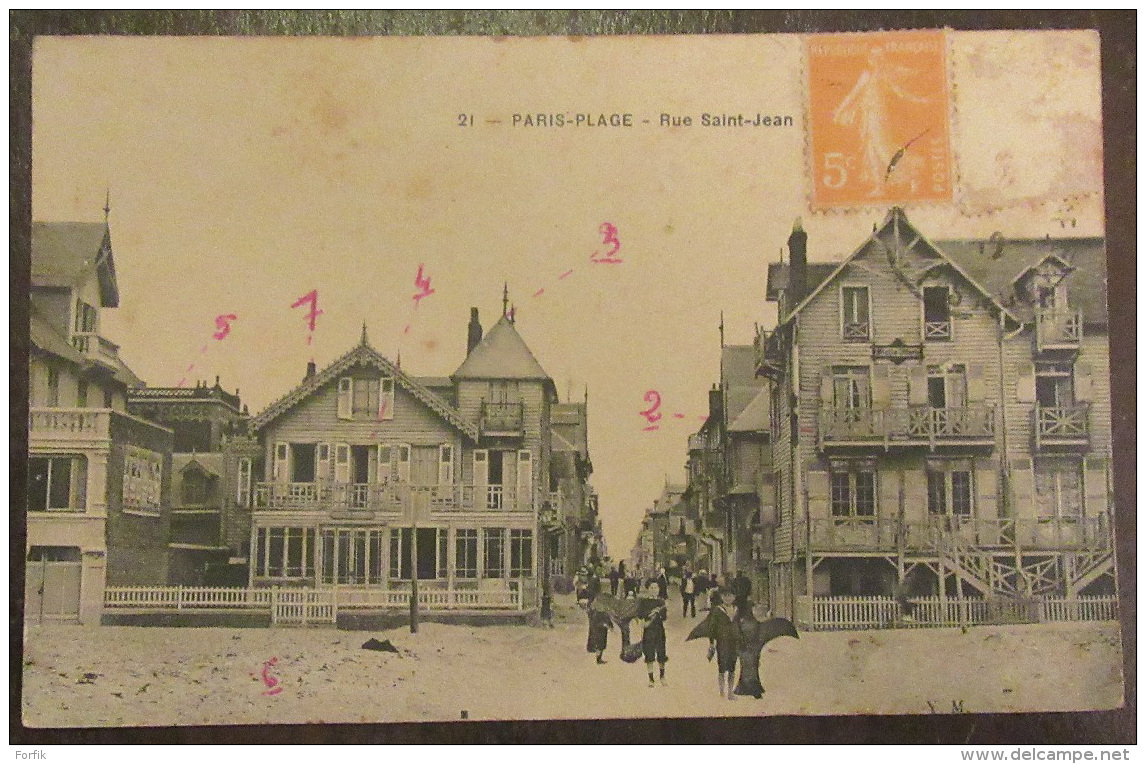 Le Touquet Paris-Plage N°21 - Rue Saint Jean - Animée - Timbre YT N°158 - Cachet 1922 (?) - Le Touquet