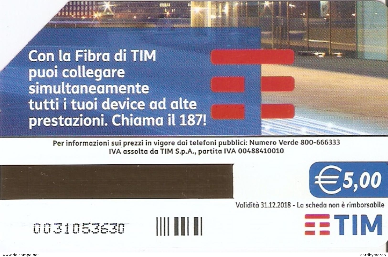 *ITALIA: FIBRA DI TIM* - Scheda Usata - Publiques Figurées Ordinaires