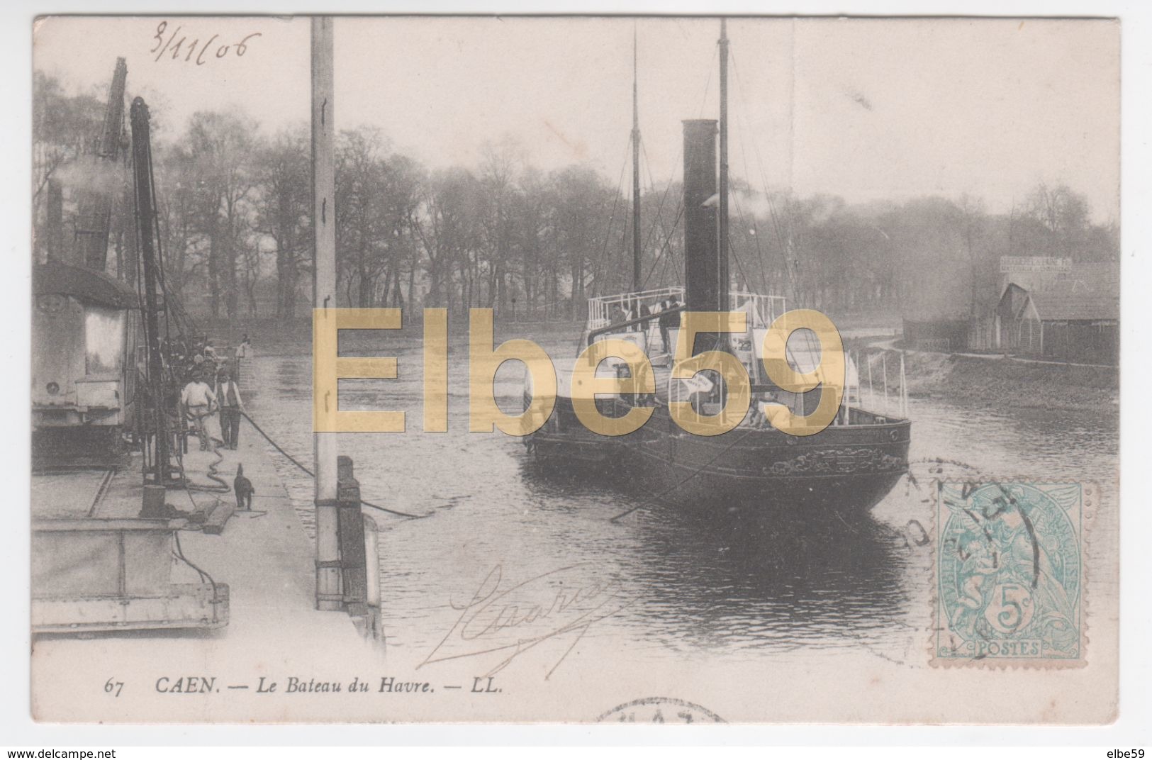 Caen (14), Le Bateau Du Havre, écrite 1906 - Dampfer