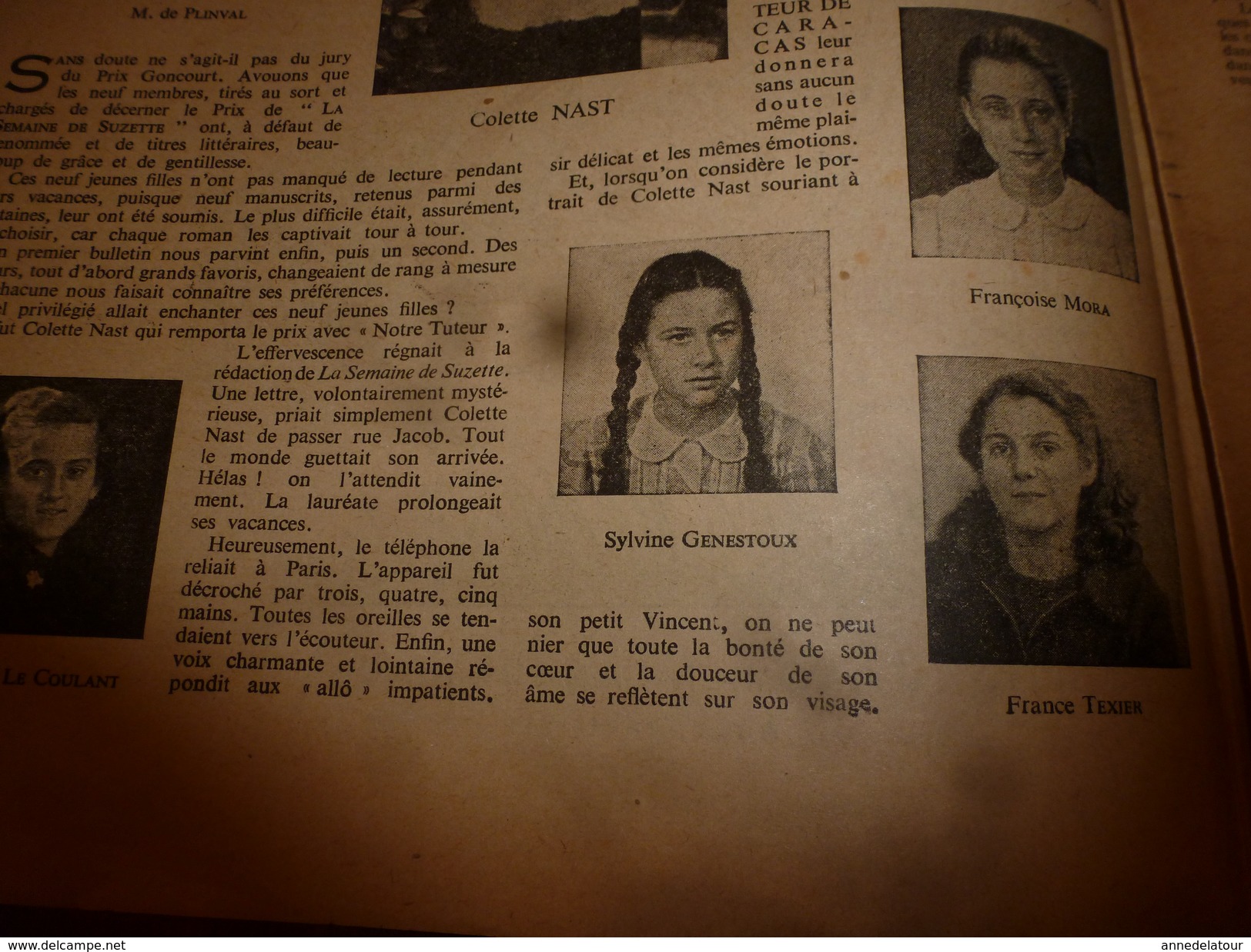 1949 PRIX SUZETTE:Armelle Garniez,Françoise Poullain,Franç Héger,Franç Mora,Colette Nast,Sylvine Genestoux,France Texier - La Semaine De Suzette