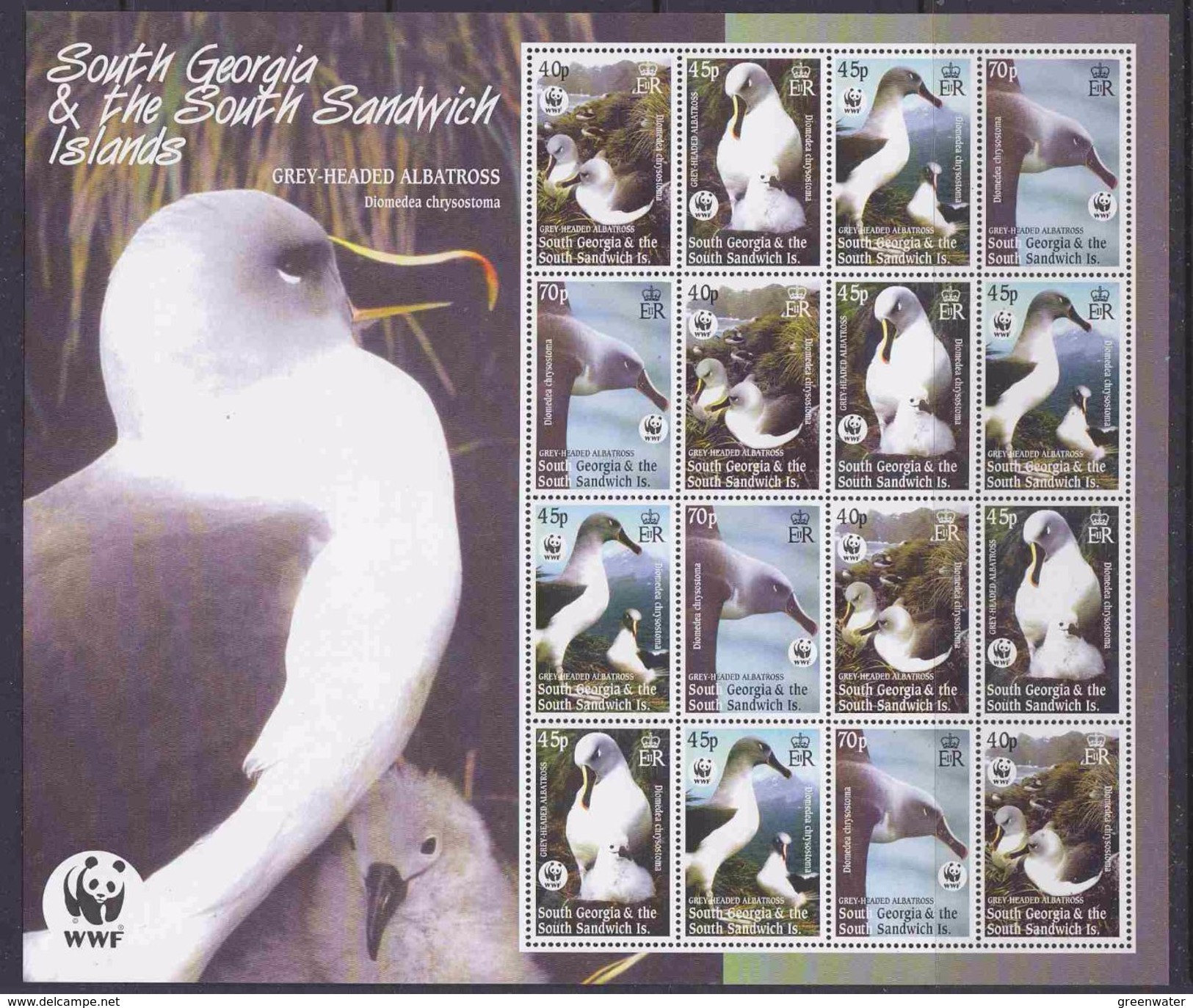 South Georgia 2003 WWF/Grey-headed Albatross 4v In Sheetlet ** Mnh (F6815) - Zuid-Georgia