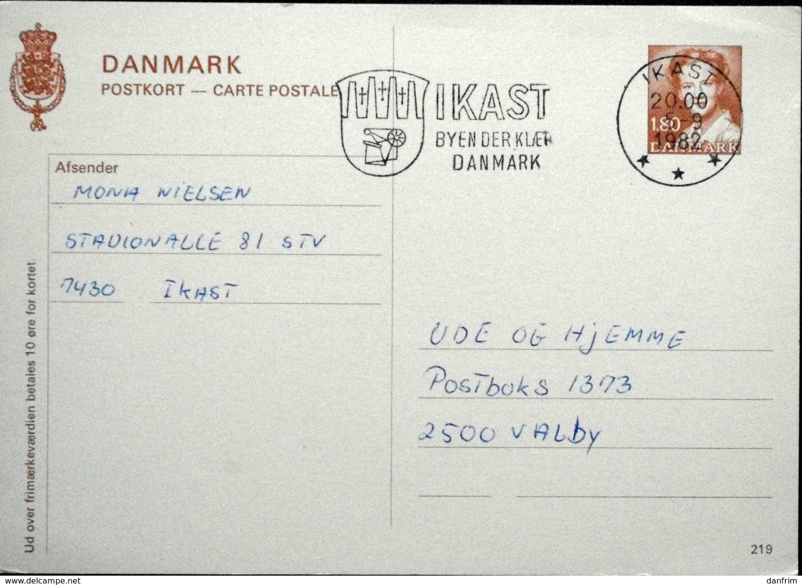 Denmark Postkort EB 140  Nr.219  ( Lot 1725 ) - Postal Stationery