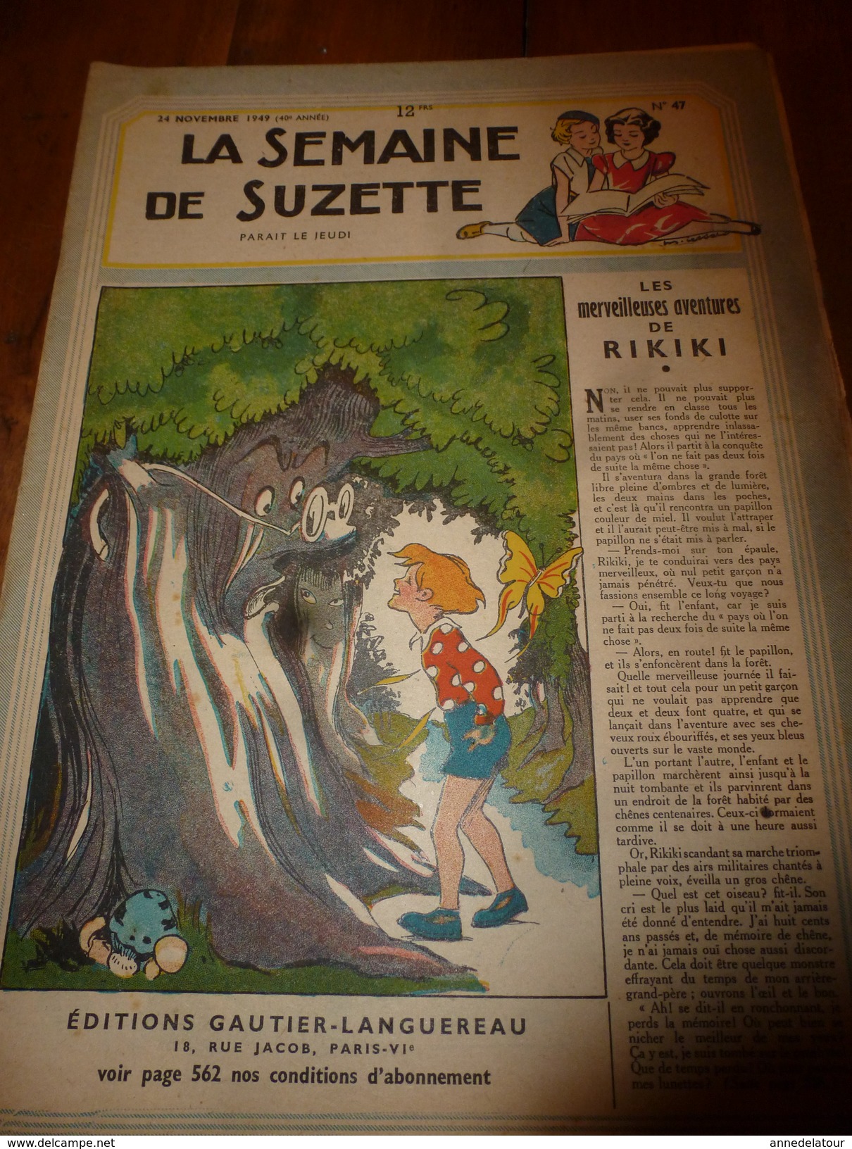 1949 LSDS : Les Merveilleuses Aventures De RIKIKI ; Chanson ---> AU BOIS ROSSIGNOLET; Etc - La Semaine De Suzette