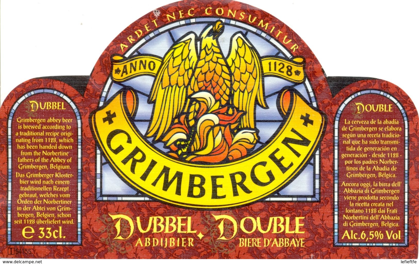 1521 - Belgique - Grimbergen - Dubbel Abdijbier - Double Bière D'Abbaye - Etiquette Ancienne - - Bière