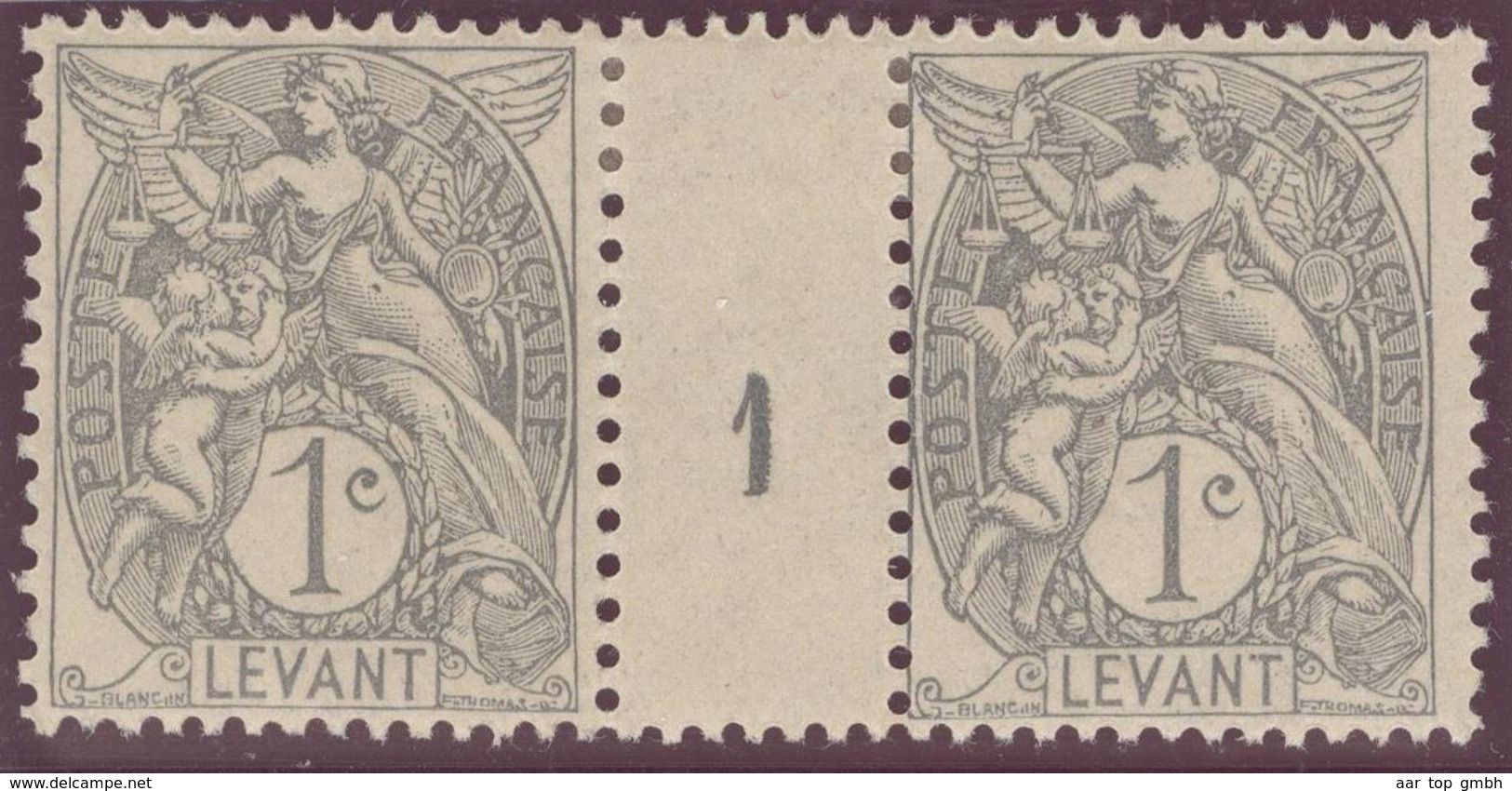 Fanz, Kolonie Levante ~1902 Mi#8+ZS+8 Bogen #1 Zwischensteg * Falz - Nuovi