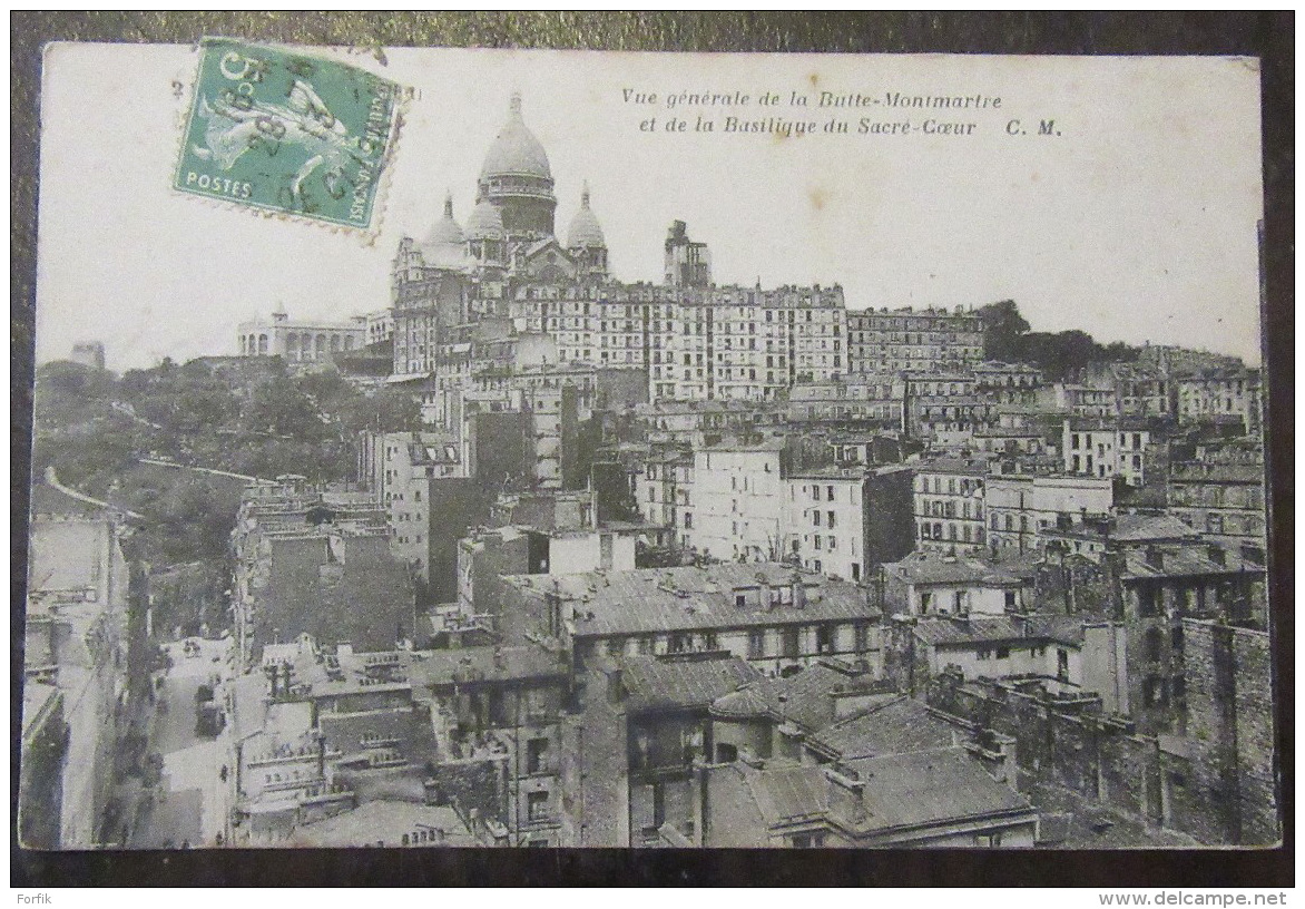 Paris - Vue Générale De La Butte-Montmartre Et De La Basilique - Timbre YT N°137 - Cachet 1913 - Autres & Non Classés