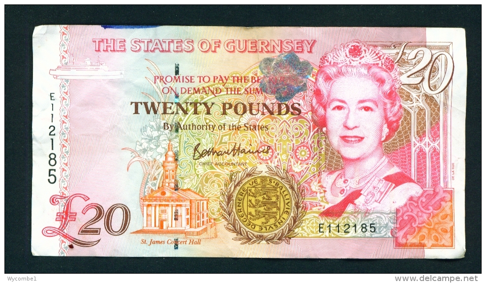 GUERNSEY  -  1995 To 2015  &pound;20  Signature B Haines  Circulated Banknote  Condition And Serial Number As Scans - Guernesey