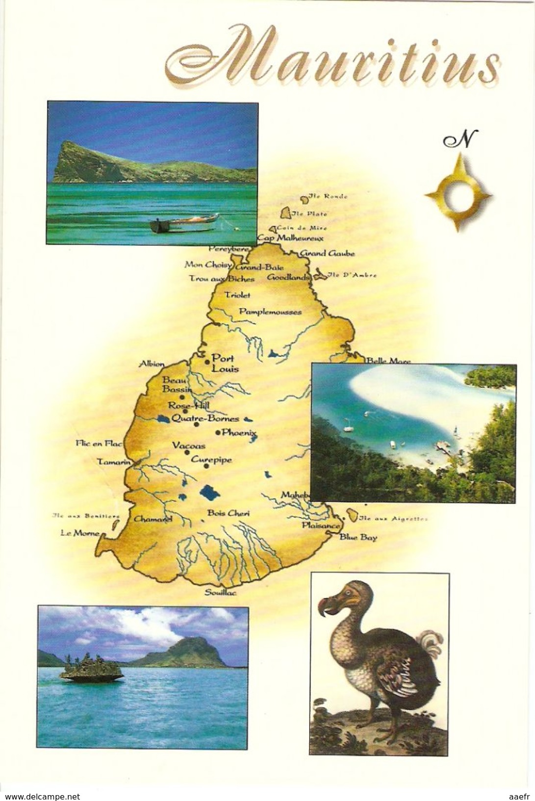 CP Maurice - Paysage, Mer, Dodo, Carte Géographique - Maurice
