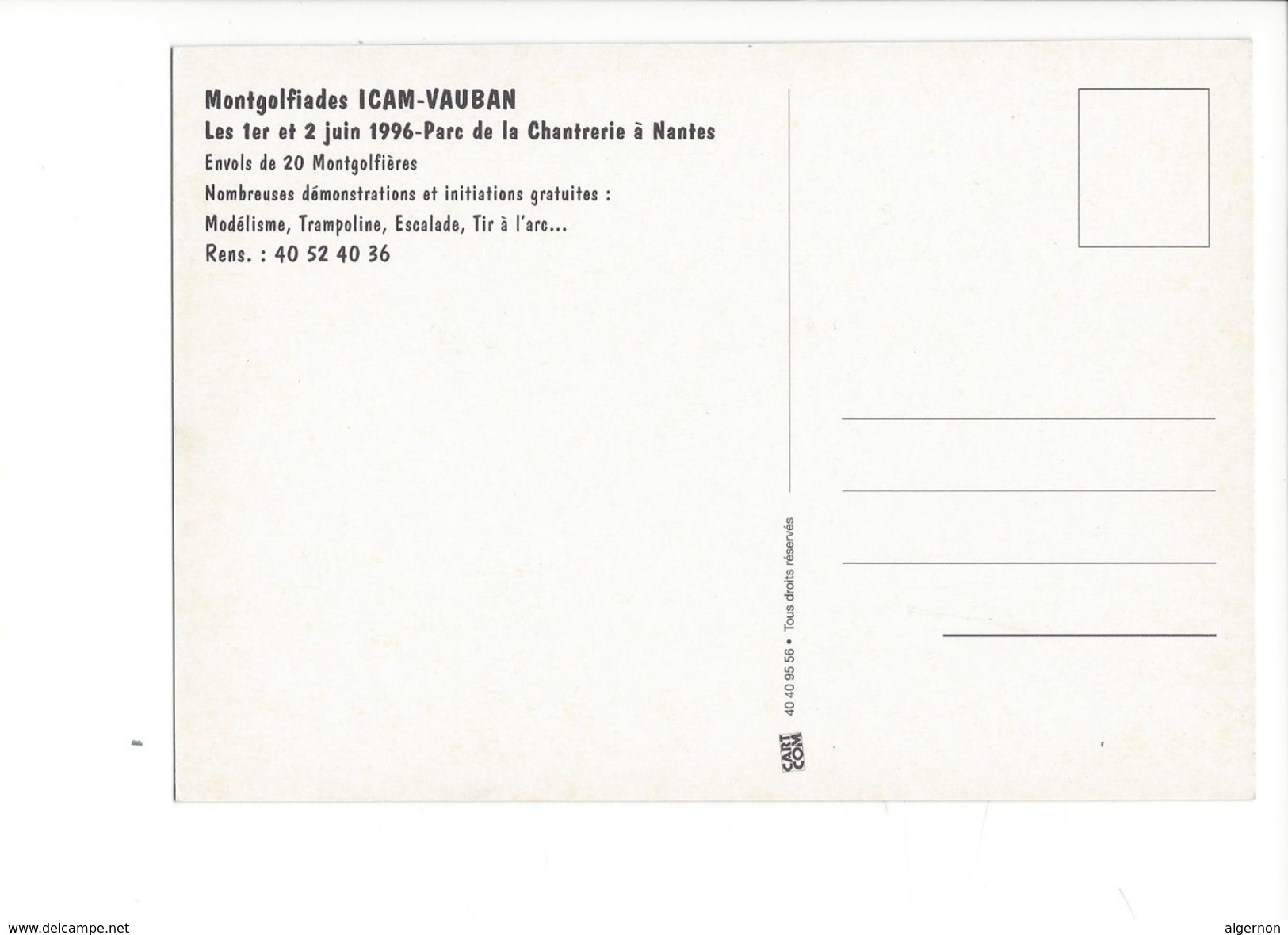 18055 - Montgolfiades ICAM VAUBAN Publicitée 1996 - Montgolfières