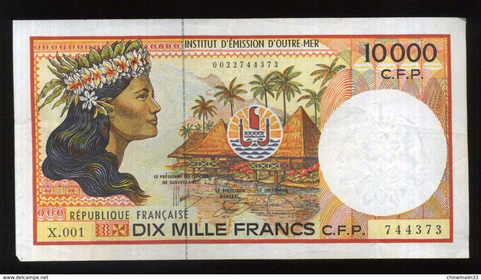 SUPERBE BILLET DE 10.000 FRANCS C.F.P POLYNÉSIE FRANÇAISE INSTITUTION D’ÉMISSION D'OUTRE MER TTB - French Pacific Territories (1992-...)