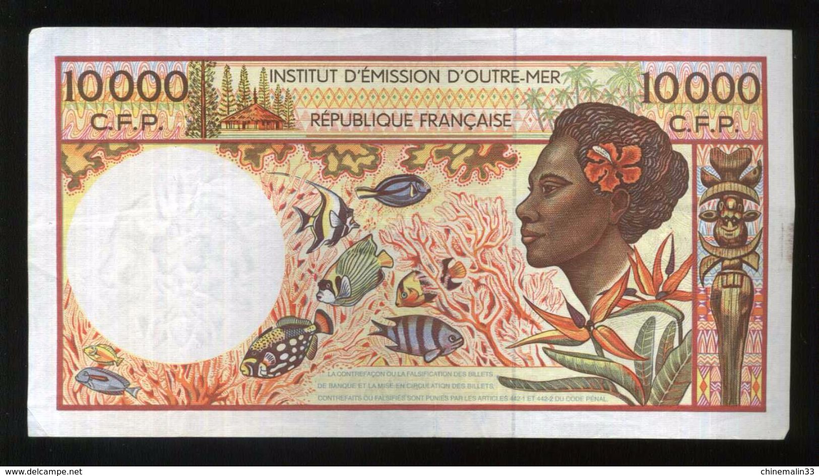 SUPERBE BILLET DE 10.000 FRANCS C.F.P POLYNÉSIE FRANÇAISE INSTITUTION D’ÉMISSION D'OUTRE MER TTB - French Pacific Territories (1992-...)