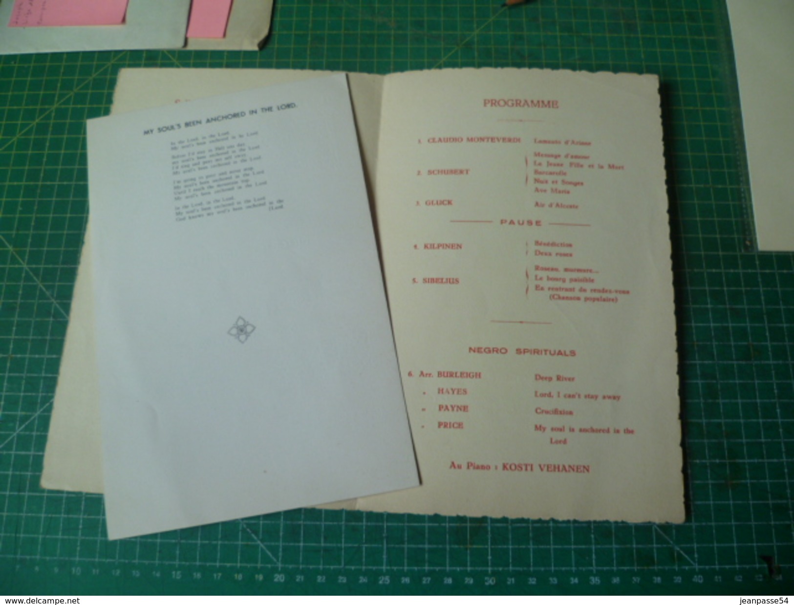 Belle Dédicace Autographe De Marian Anderson Et Kosti Vehanen Sur Un Programme De La Schola Ververtoise  7 Décembre 1935 - Altri & Non Classificati