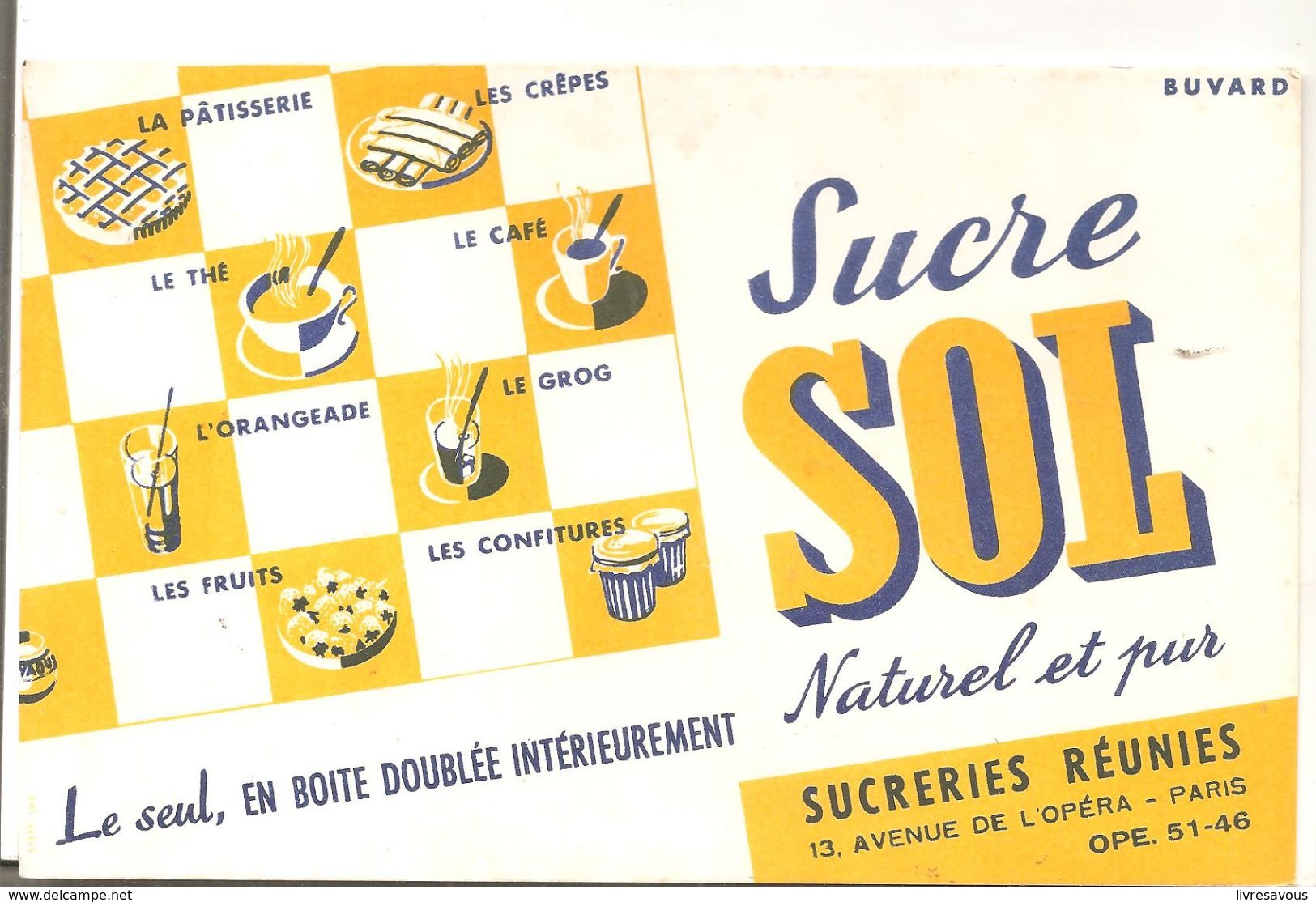 Buvard SOL Sucre SOL Naturel Et Pur Le Seul, En Boite Doublée Intérieurement - Potages & Sauces