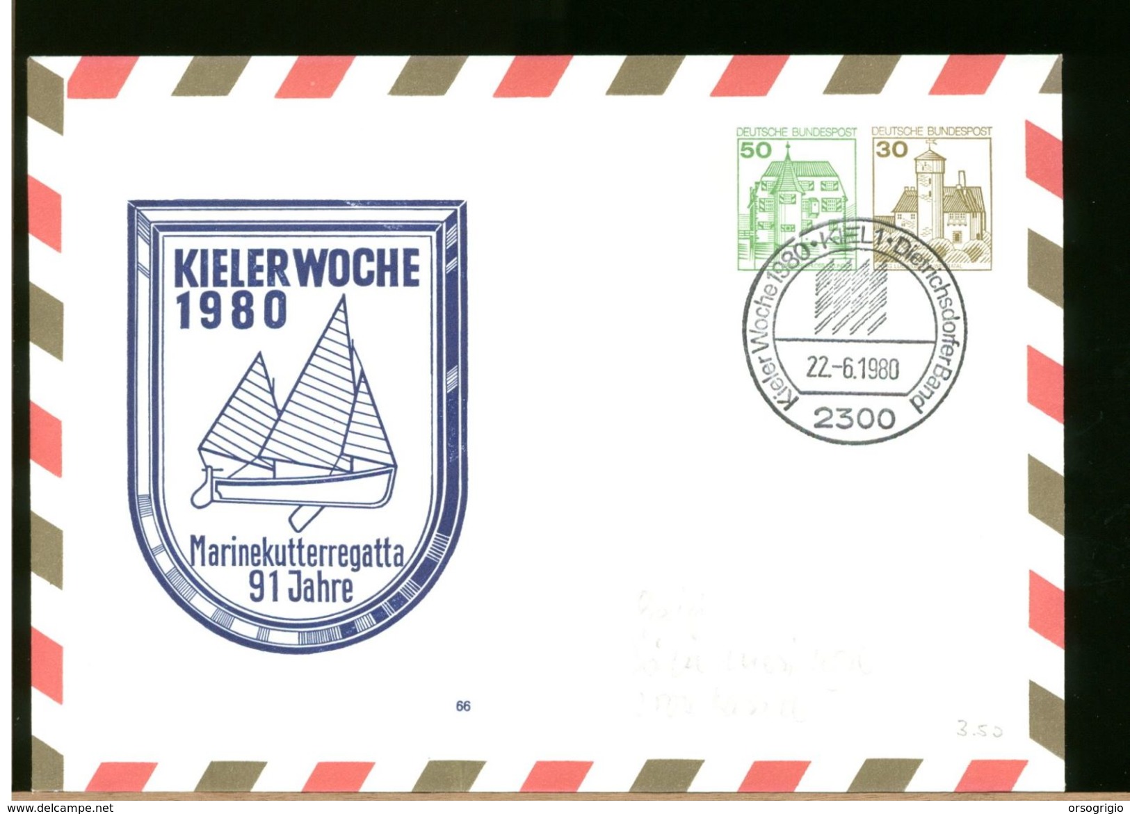 GERMANY - BUNDESWEHR - KIEL WOCHE 1980 - MARINE KUTT REGATTA - Enveloppes Privées - Neuves