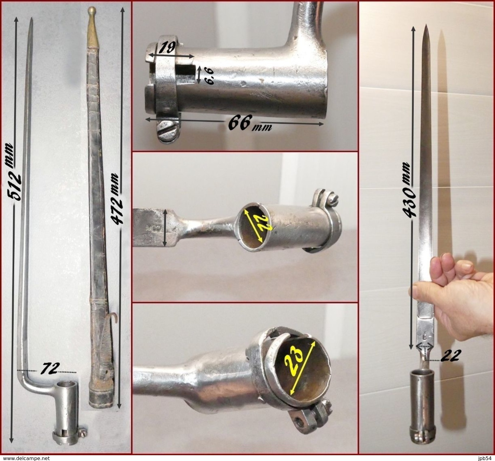 Baionnette A Douille A 1 Seul Tenon  Et Son Fourreau - Armes Blanches