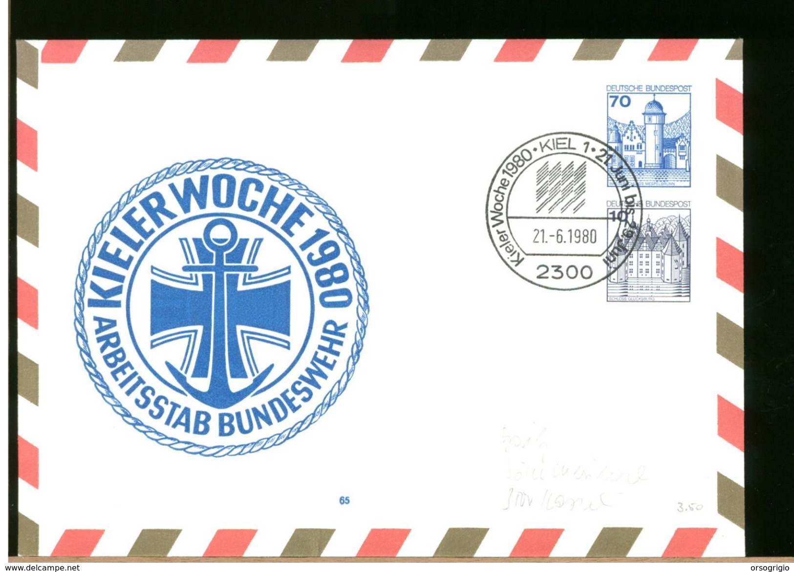 GERMANY - BUNDESWEHR - KIEL WOCHE 1980 - MARINE KUTT REGATTA - Private Covers - Mint
