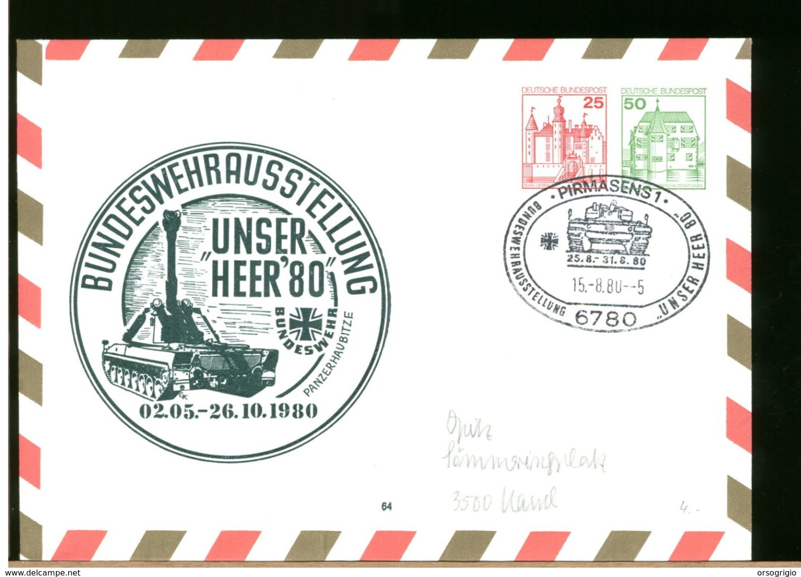 GERMANY - BUNDESWEHR - PIRMASENS - PANZER - CARRO ARMATO - Privé Briefomslagen - Ongebruikt