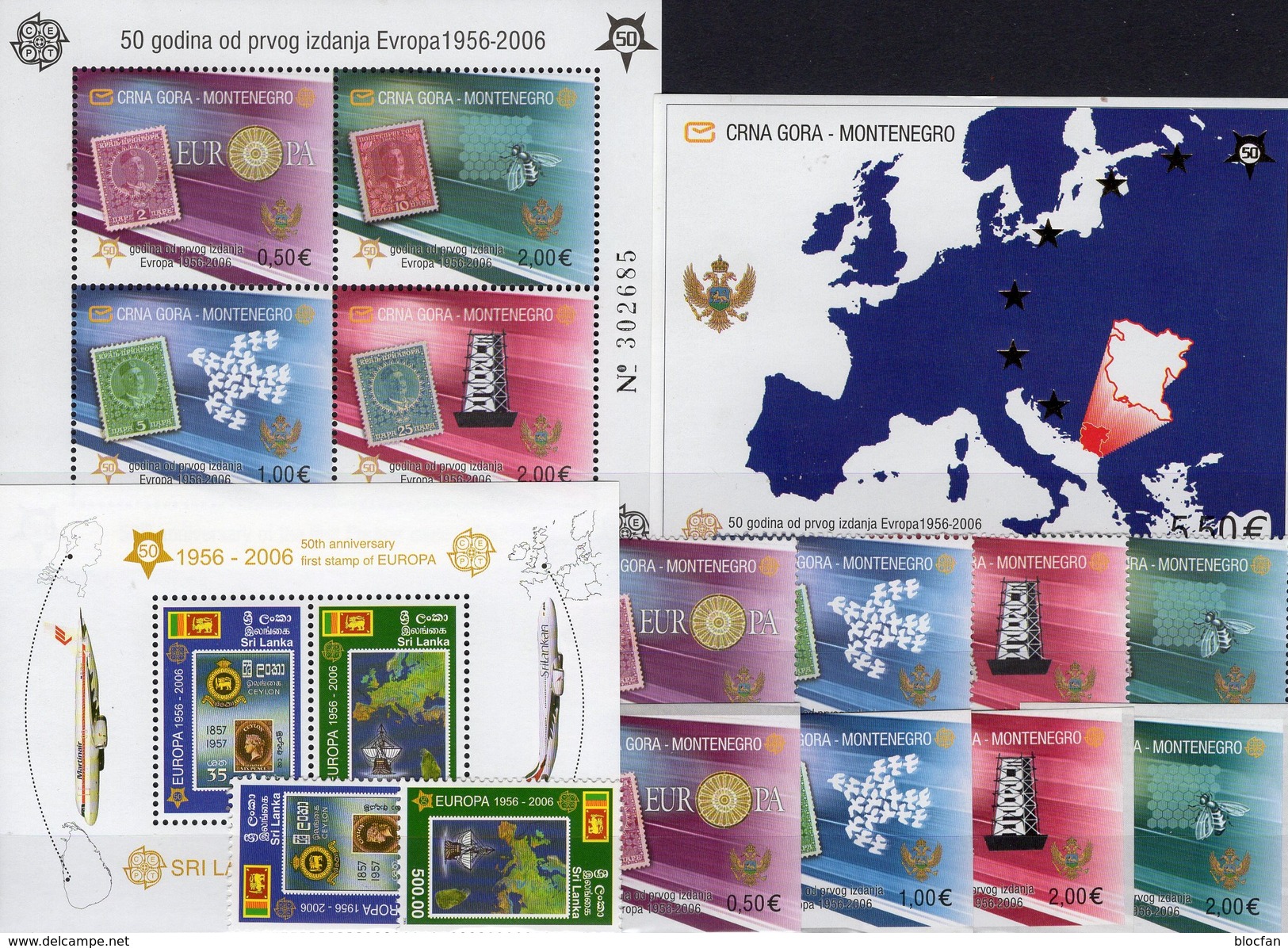 EUROPE CEYLON 1525/6+Bl.102+CRNA GORA 108/1A,B,Blocks 2A+3 ** 103€ Hb Blocs Stamps On Stamp Ships Sheets Ss Bf CEPT - Sri Lanka (Ceylan) (1948-...)