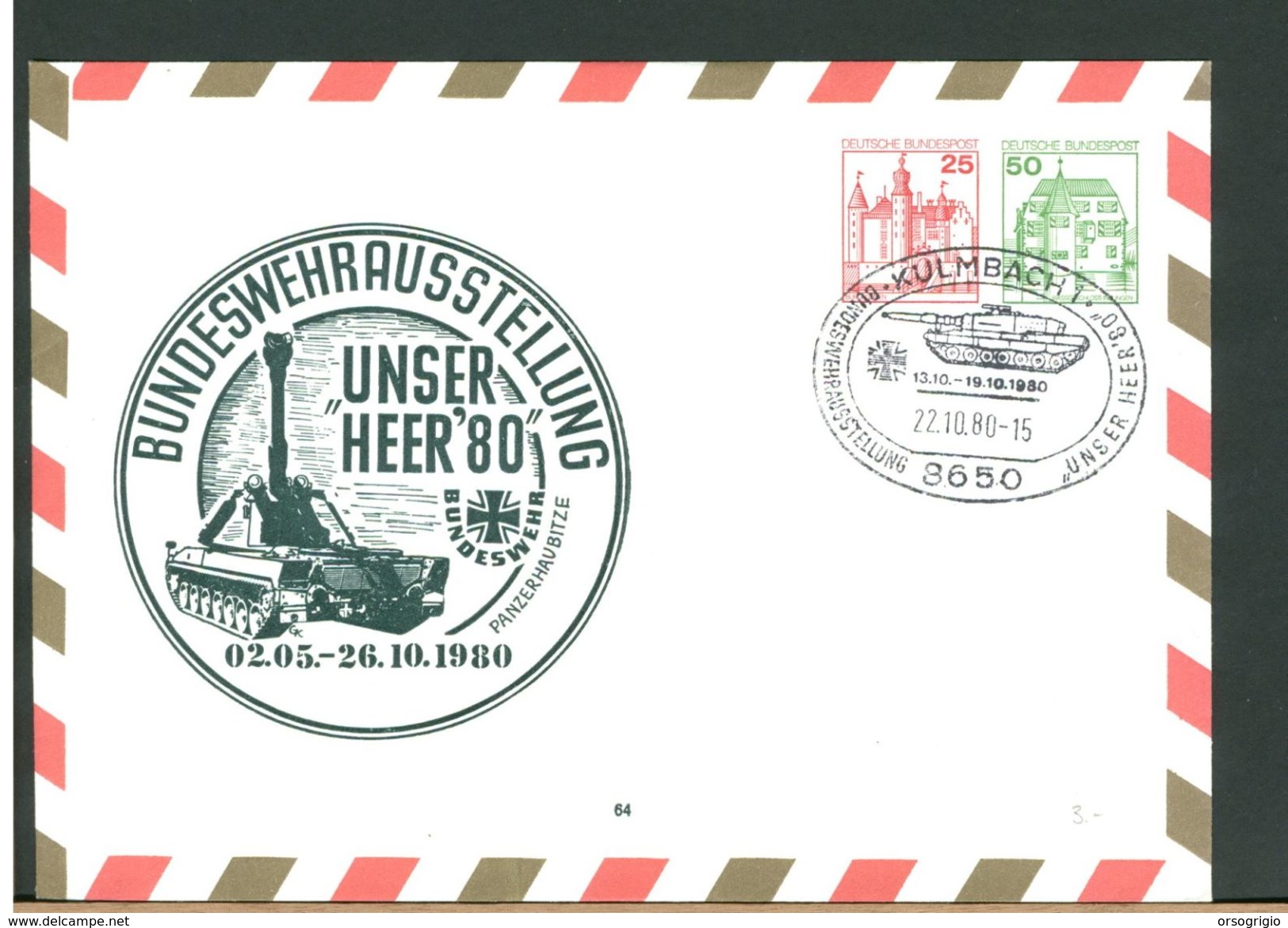 GERMANY - BUNDESWEHR - KULMBACH - PANZER - CARRO ARMATO - Privé Briefomslagen - Ongebruikt