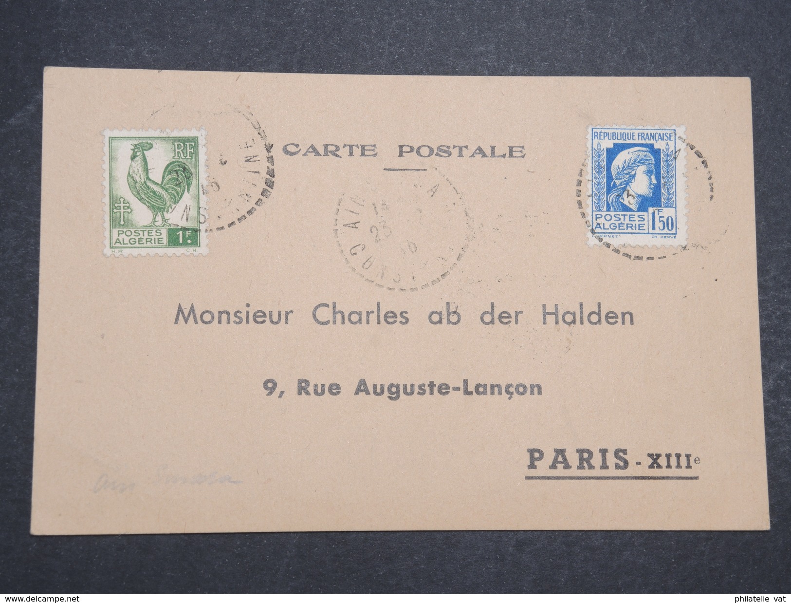 ALGERIE FRANçAISE - Petite Carte Constantine Pour Paris - 1946 - P22077 - Lettres & Documents