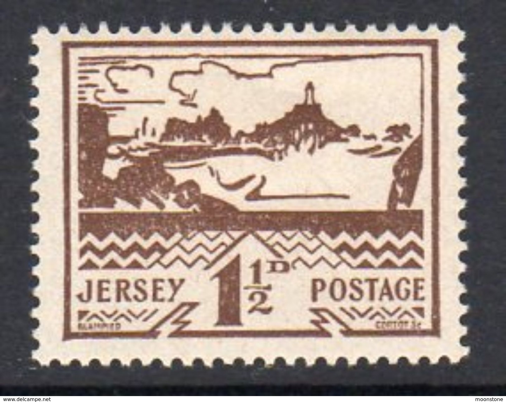 Jersey German Occupation 1943-4 1½d Brown Pictorial Definitive, Hinged Mint, SG 5 - Jersey