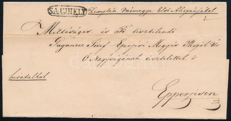 ~1840 Előfutár Levél 'S.A. UJHELY' - Autres & Non Classés