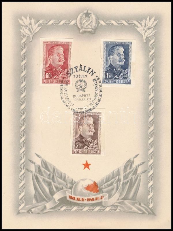 1949 Sztálin Vágott Sor Emléklapon - Autres & Non Classés