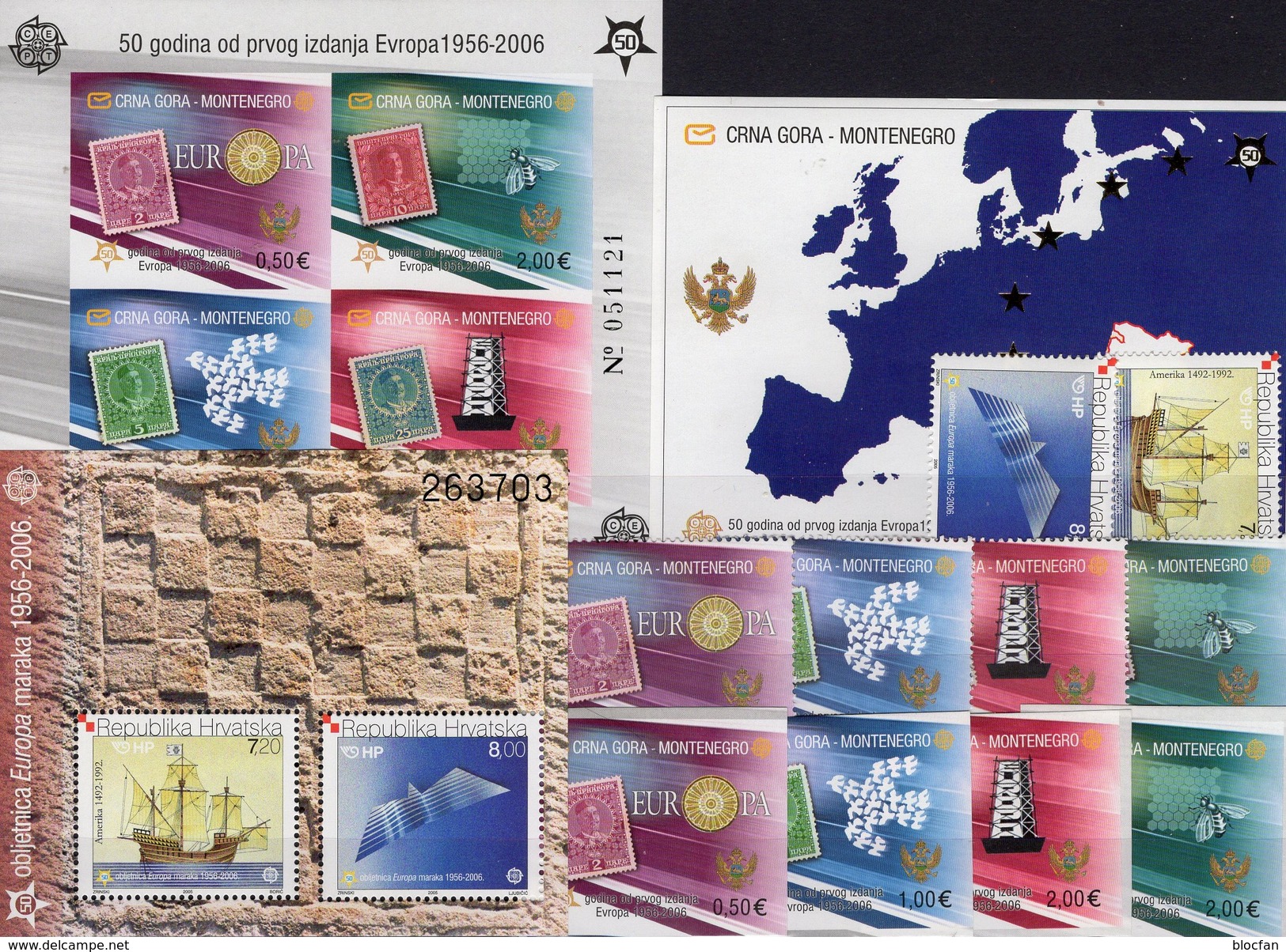 EUROPE Croatia 734/5,Bl.27+CRNA GORA 108/1A,B,Blocks 2 B+3 ** 254€ Hb Blocs Stamps On Stamp Ships Sheets Ss Bf CEPT - Croatie
