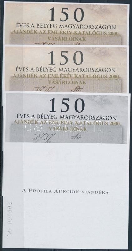 ** 2000/8 150 éves A Bélyeg Magyarországon 4 Db-os Emlékív Garnitúra Azonos Sorszámmal (20.000) - Autres & Non Classés