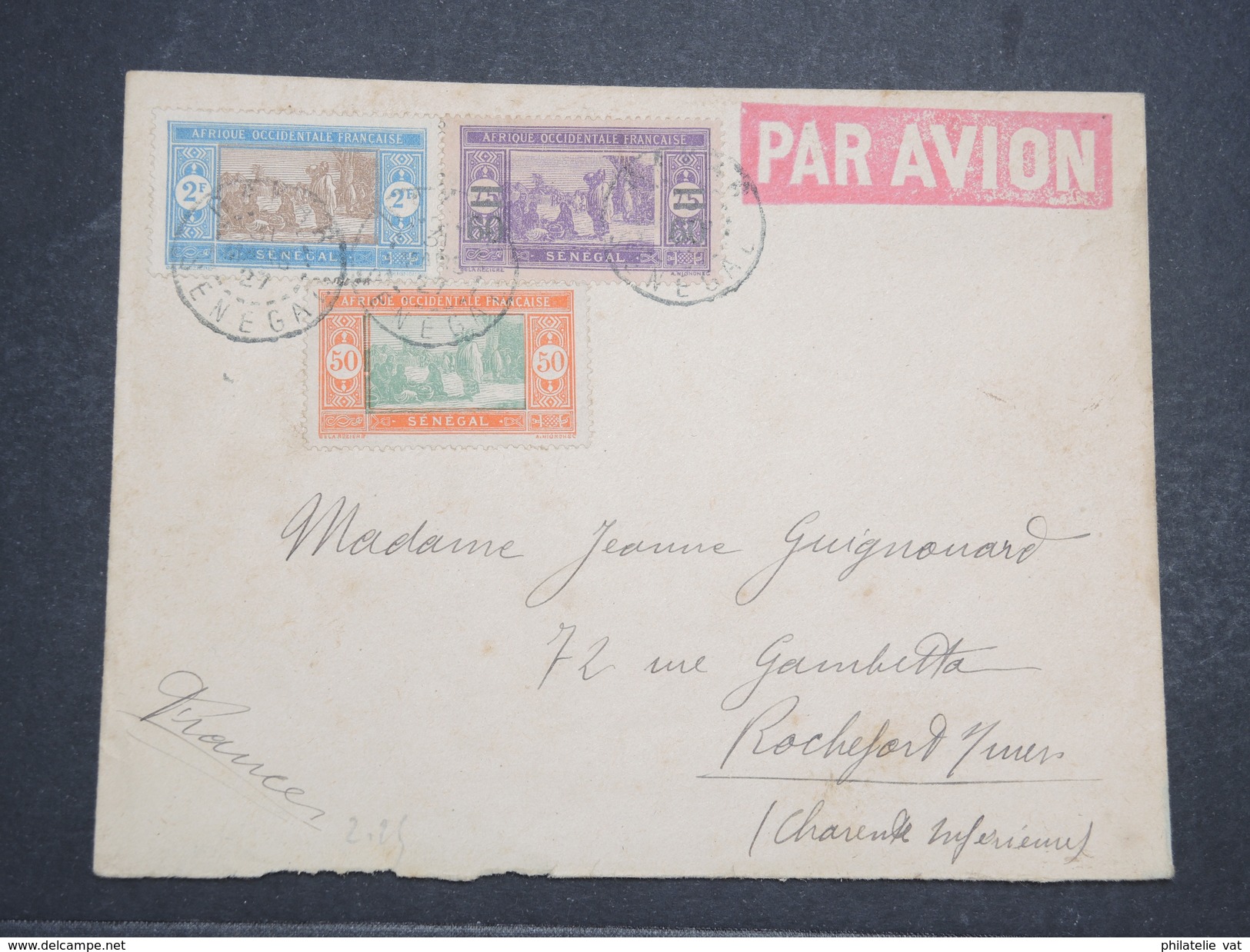 SENEGAL - Env Par Avion Dakar Pour Rochefort Sur Mer - Joliment Affranchie - 1927 - P22082 - Lettres & Documents
