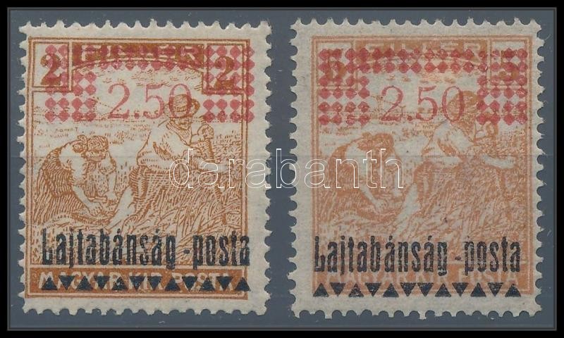 * Nyugat-Magyarország III. 1921 Arató 2,50K/2f, Illetve 2,50K/5f Ritka, Garantáltan Eredeti - Autres & Non Classés