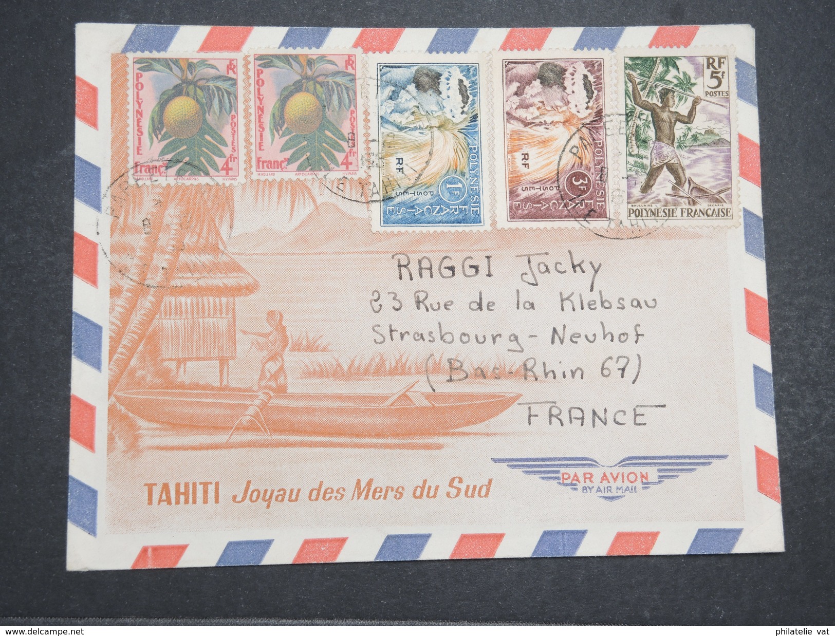 POLYNESIE FRANçAISE - Env Illustrée D'un Militaire De Papeete Pour Strasbourg - Par Avion - 1963 - P22087 - Covers & Documents