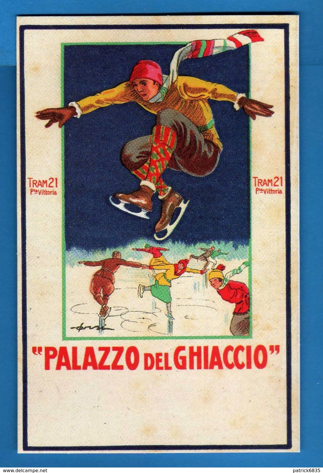 CARTOLINA SPORT - PATTINAGGIO, MILANO PALAZZO Del GHIACCIO. 1923.  RIPRODUZIONE.   Vedi Descrizione - Patinage Artistique