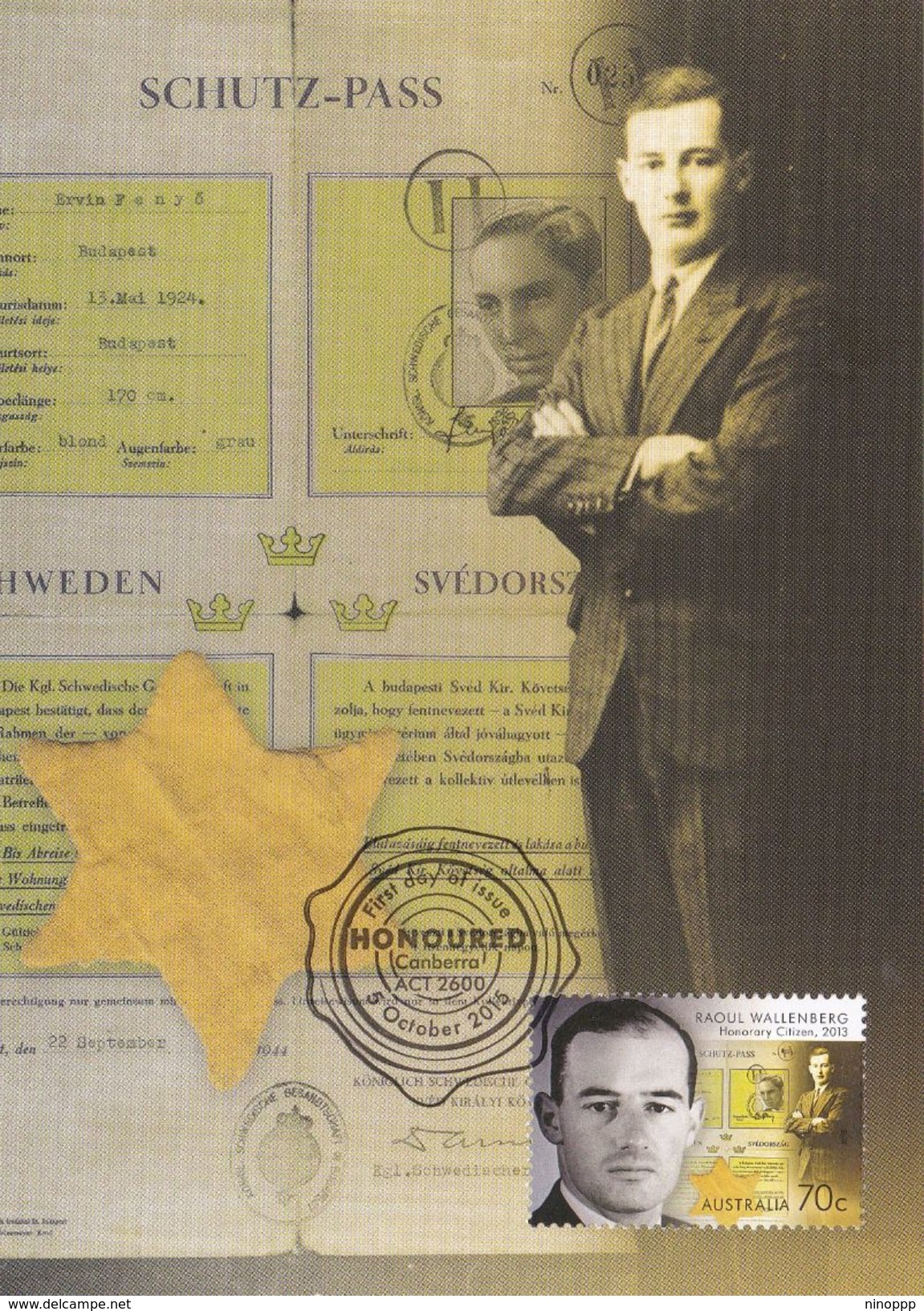 Australia 2015 Honoured By Australia, Raoul Wallenberg, Maximum Card - Maximum Cards