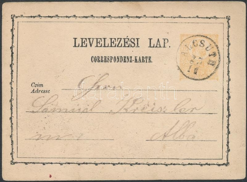 1873 2kr Díjjegyes Levelezőlap / PS-card 'ALCSUTH' (Gudlin 300 P) - Other & Unclassified