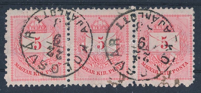 O 1881 5kr Hármascsík, 3 Különböző Szélességű Bélyeg ,,KOLOSVÁR AJÁNLOTT' - Other & Unclassified