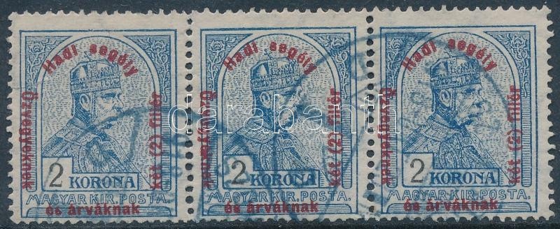 O 1915 Hadisegély II. 2K Hármascsík (szakadás A Bal Bélyegen / Tear On The Left Stamp) - Autres & Non Classés