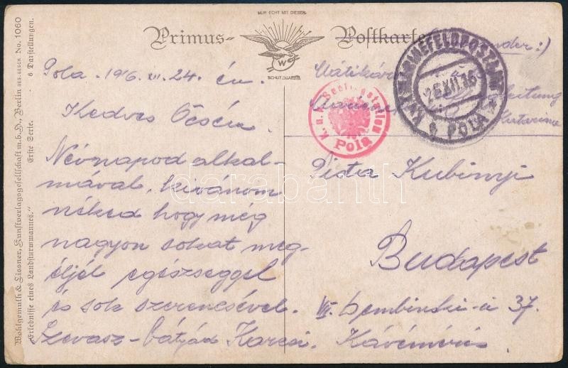 1916 Képeslap / Postcard 'K.u.k. Seeflugstation Pola' + 'MFP POLA A' - Other & Unclassified
