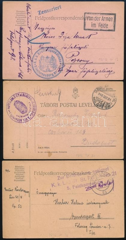 1916 3 Db Tábori Posta Levelezőlap - Other & Unclassified