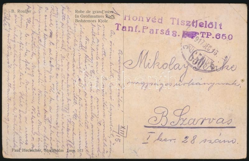 1917 Tábori Posta Képeslap 'Honvéd Tisztjelölt Tanf. Parság. TP. 650' - Other & Unclassified