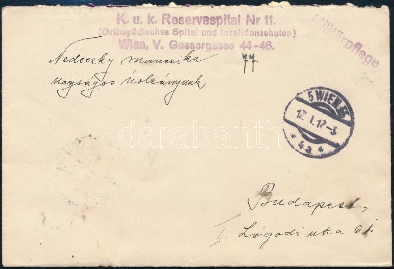 1917 Tábori Posta Levél / Field Cover 'K.u.k. Reservespital Nr.11. (Orthopädisches Spital Und Invalidenschulen)' - Sonstige & Ohne Zuordnung