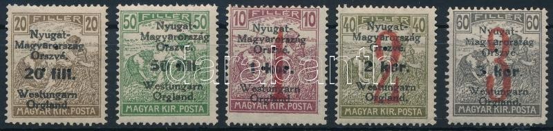 ** Nyugat-Magyarország VI. 1921 5 Klf Bélyeg Hármaslyukasztással, Bodor Vizsgálójellel (8.500) - Other & Unclassified