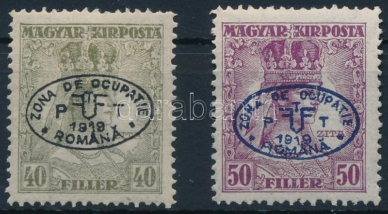 ** * Debrecen I. 1919 Zita 40f, 50f Kék Felülnyomással Garancia Nélkül (**12.500) - Other & Unclassified