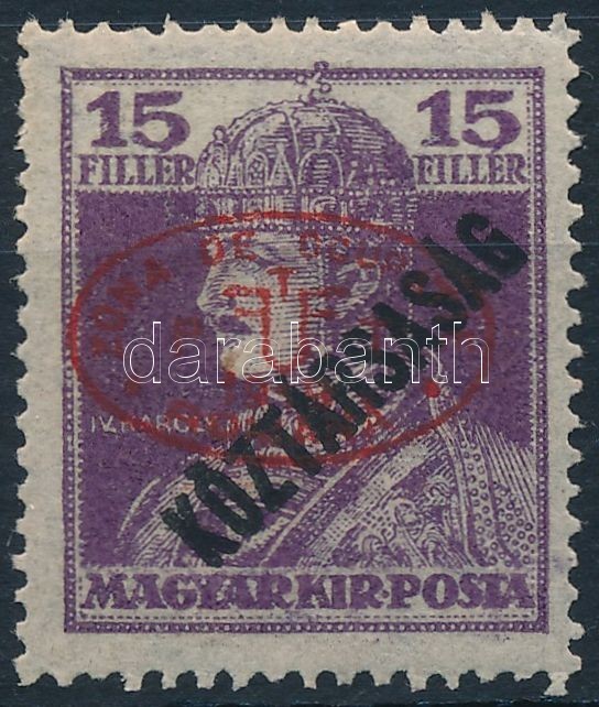 ** Debrecen I. 1919 Károly/Köztársaság 15f Piros Felülnyomással, Garancia Nélkül (**55.000) - Autres & Non Classés