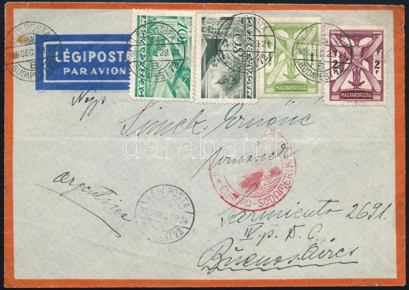 1936 Katapult Levél 3,90P Bérmentesítéssel Argentínába / Catapult Cover With 3,90P Franking To Argentina - Other & Unclassified