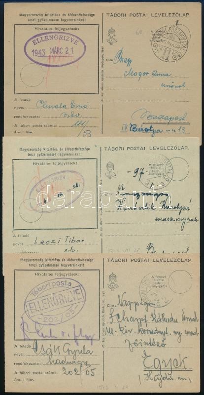 1943-1944 3 Db Tábori Posta Levelezőlap - Other & Unclassified